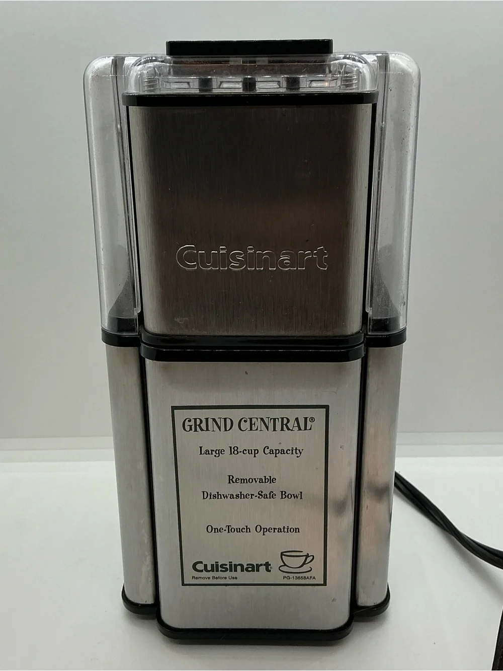 Working Cuisinart Grind Central Coffee Grinder 18 Cup Capacity Dcg-12BC